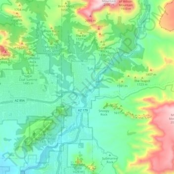 Sedona Az Elevation Map Sedona Topographic Map, Elevation, Relief