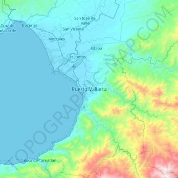 Puerto Vallarta Topographic Map Elevation Relief