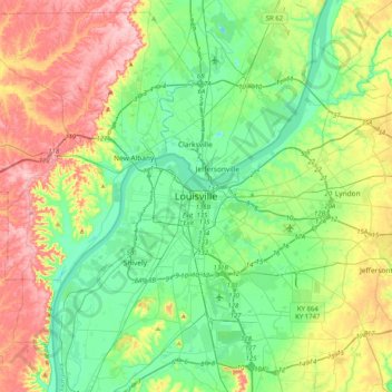 Louisville Ky Elevation Map Louisville Topographic Map, Elevation, Relief