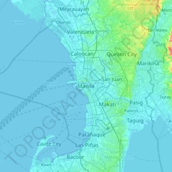 Topographic Map Of Manila Manila Topographic Map, Elevation, Relief