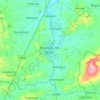 Shipston On Stour Map Shipston-On-Stour Topographic Map, Elevation, Relief