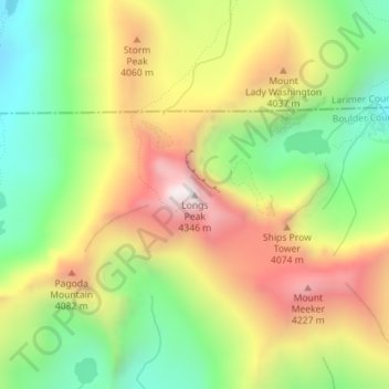 Longs Peak Topo Map Longs Peak Topographic Map, Elevation, Relief