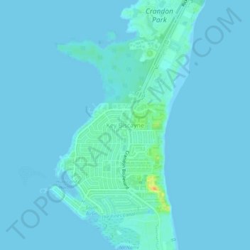 Key Biscayne topographic map, elevation, relief