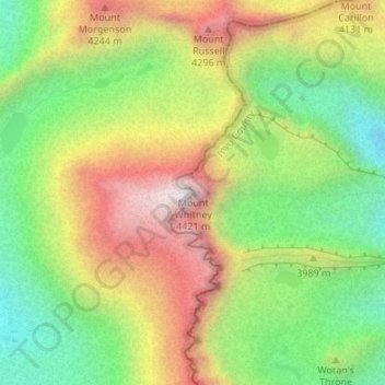 Mt Whitney Topographic Map Mount Whitney Topographic Map, Elevation, Relief