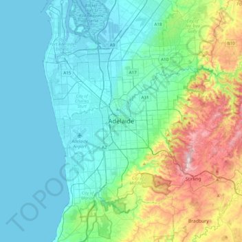Topographic Map South Australia Adelaide Topographic Map, Elevation, Relief