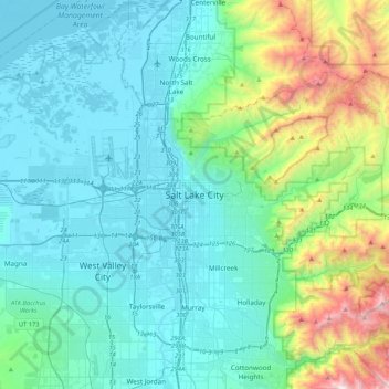 Salt Lake City Elevation Map Salt Lake City Topographic Map, Elevation, Relief