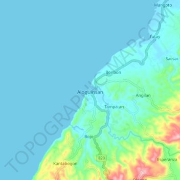 Map Of Aloguinsan Cebu Aloguinsan Topographic Map, Elevation, Relief