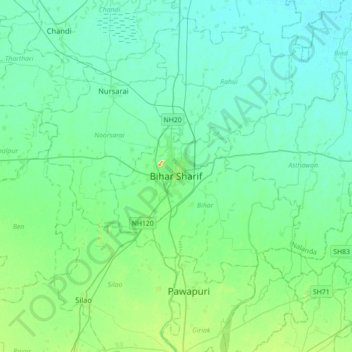 Topographic Map Of Bihar Bihar Sharif Topographic Map, Elevation, Relief
