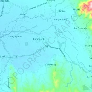Laur Nueva Ecija Map Laur Topographic Map, Elevation, Relief