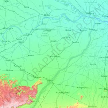 Topographic Map Of Bihar Bhojpur Topographic Map, Elevation, Relief