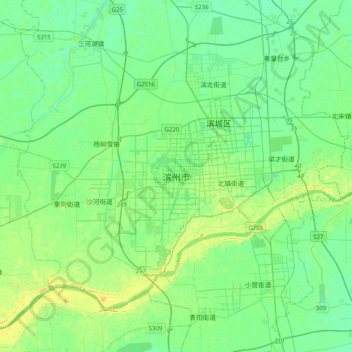 Binzhou Topographic Map Elevation Relief