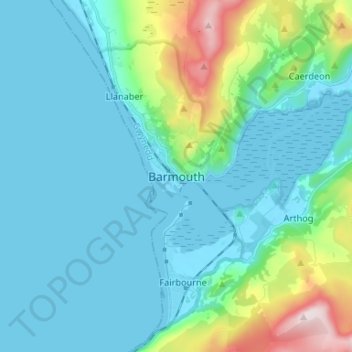 Barmouth topographic map, elevation, relief