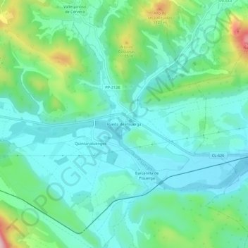 Rueda de Pisuerga topographic map, elevation, relief