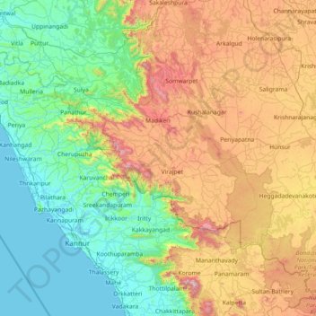 Topographic Map Of Karnataka Kodagu Topographic Map, Elevation, Relief