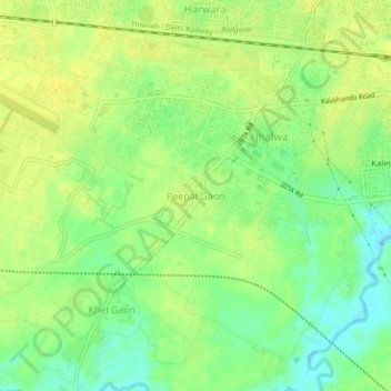 Khel Gaon Allahabad Map Peepal Gaon Topographic Map, Elevation, Relief