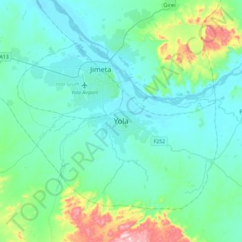 Map Of Yola North Yola Topographic Map, Elevation, Relief