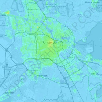 Amsterdam Topographic Map Elevation Relief