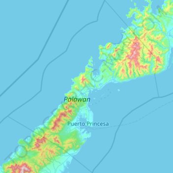 San Vicente Palawan Map Puerto Princesa Topographic Map, Elevation, Relief