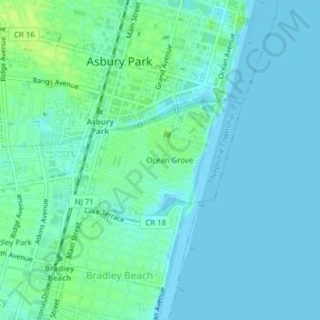 Map Of Ocean Grove Nj Ocean Grove Topographic Map, Elevation, Relief