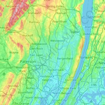 Bergen County Topographic Map Elevation Relief