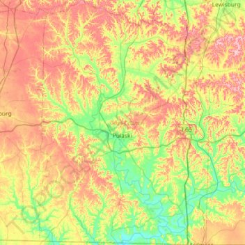 Giles County Topographic Map, Elevation, Relief