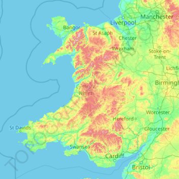 Topographic Map To Heightmap Wales Topographic Map, Elevation, Relief