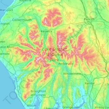 relief map of lake district Lake District National Park Topographic Map Elevation Relief relief map of lake district