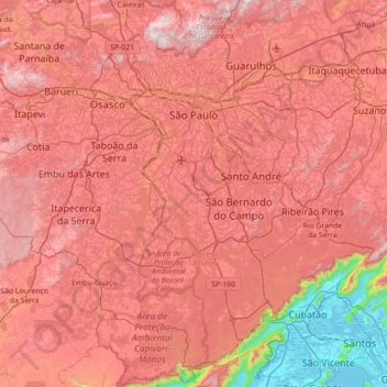 Sao Paulo Topographic Map Elevation Relief