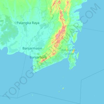  South Kalimantan  topographic map elevation relief