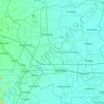 Nakhon Pathom Province Topographic Map Elevation Relief