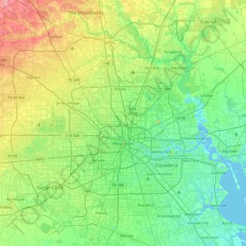 Houston Topographic Map Elevation Relief