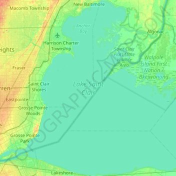 Lake St Clair Topographic Map Lake Saint Clair Topographic Map, Elevation, Relief