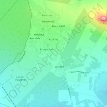 Atlantis Cape Town Map Atlantis Topographic Map, Elevation, Relief