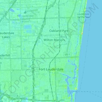 Broward County Elevation Map Fort Lauderdale Topographic Map, Elevation, Relief