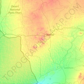 Topographic Map Of Rajasthan Barmer Topographic Map, Elevation, Relief