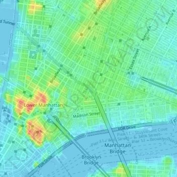 Topographic Map Of Manhattan Manhattan Topographic Map, Elevation, Relief