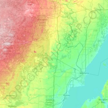 Marinette County Gis Map Marinette County Topographic Map, Elevation, Relief