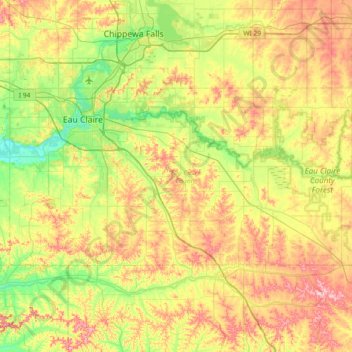 Eau Claire Gis Mapping Eau Claire County Topographic Map, Elevation, Relief