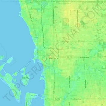 Sarasota County Elevation Map Sarasota topographic map, elevation, relief