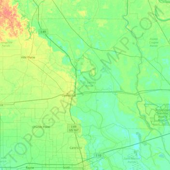 St Landry Parish Map St. Landry Parish Topographic Map, Elevation, Relief