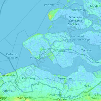 Zeeland topographic map, elevation, relief