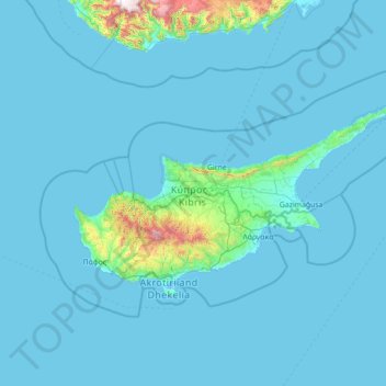 Topographic Map Of Cyprus Cyprus Topographic Map, Elevation, Relief