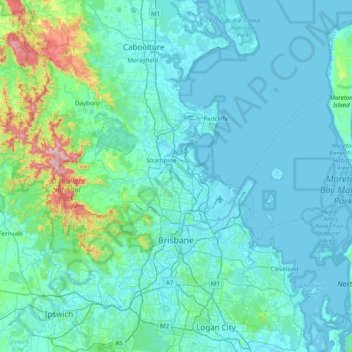Brisbane Height Above Sea Level Brisbane City Topographic Map, Elevation, Relief