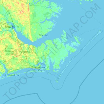 Carteret County Topographic Map Elevation Relief