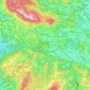 Boone Nc Elevation Map Boone Topographic Map, Elevation, Relief