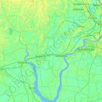 Topographic Map Of Kolkata Howrah Topographic Map, Elevation, Relief
