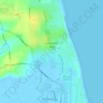 Caister On Sea Map Caister-On-Sea Topographic Map, Elevation, Relief