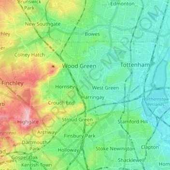Topographic Map Near Me London Borough Of Haringey Topographic Map, Elevation, Relief