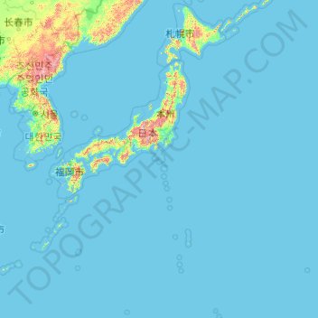 Japan Topographic Map Elevation Relief