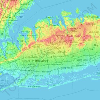 New York Elevation Map Nassau County Topographic Map, Elevation, Relief